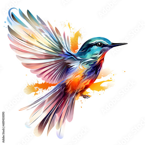 bird fly isolated on transparent background Generative AI