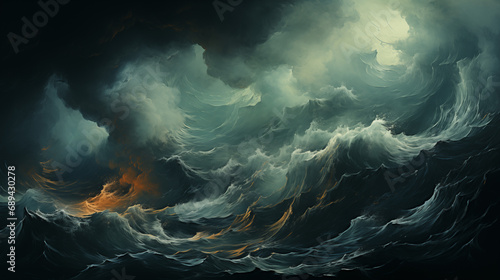 Ethereal Storm Over Oceanic Abyss: A Surreal Seascape