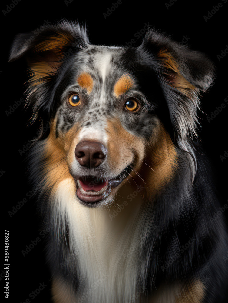 Australian Shepherd Dog Studio Shot Isolated on Clear Background, Generative AI