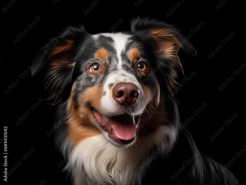 Australian Shepherd Dog Studio Shot Isolated on Clear Background, Generative AI