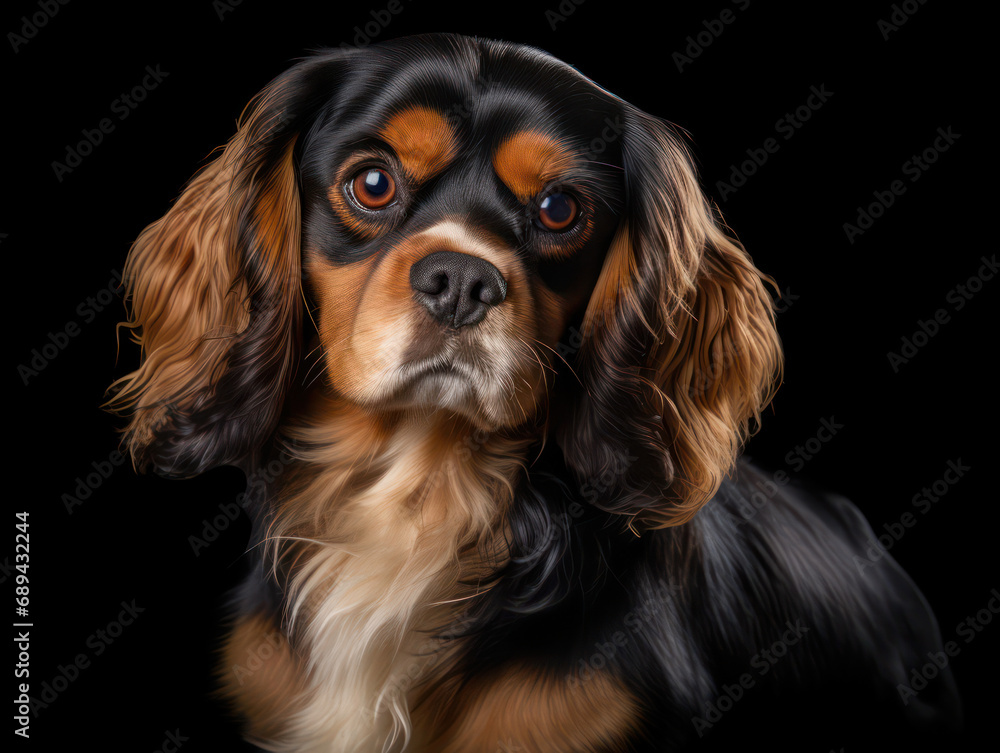 Cavalier King Charles Spaniel Dog Studio Shot Isolated on Clear Background, Generative AI