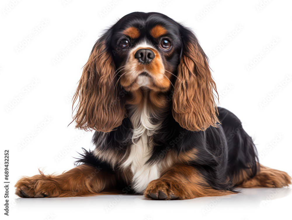 Cavalier King Charles Spaniel Dog Studio Shot Isolated on Clear Background, Generative AI Cavalier King Charles Spaniel Dog Studio Shot Isolated on Clear Background, Generative AI