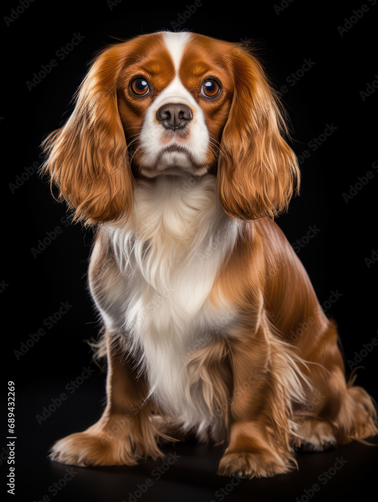 Cavalier King Charles Spaniel Dog Studio Shot Isolated on Clear Background, Generative AI Cavalier King Charles Spaniel Dog Studio Shot Isolated on Clear Background, Generative AI
