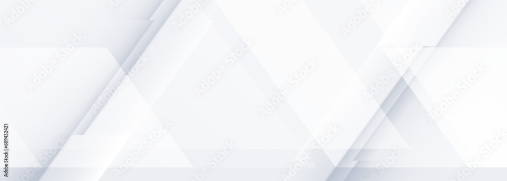 White wide 3D geometric abstract background. White abstract modern technology banner design. Vector illustration White wide 3D geometric abstract background. White abstract modern technology banner design. Vector illustration