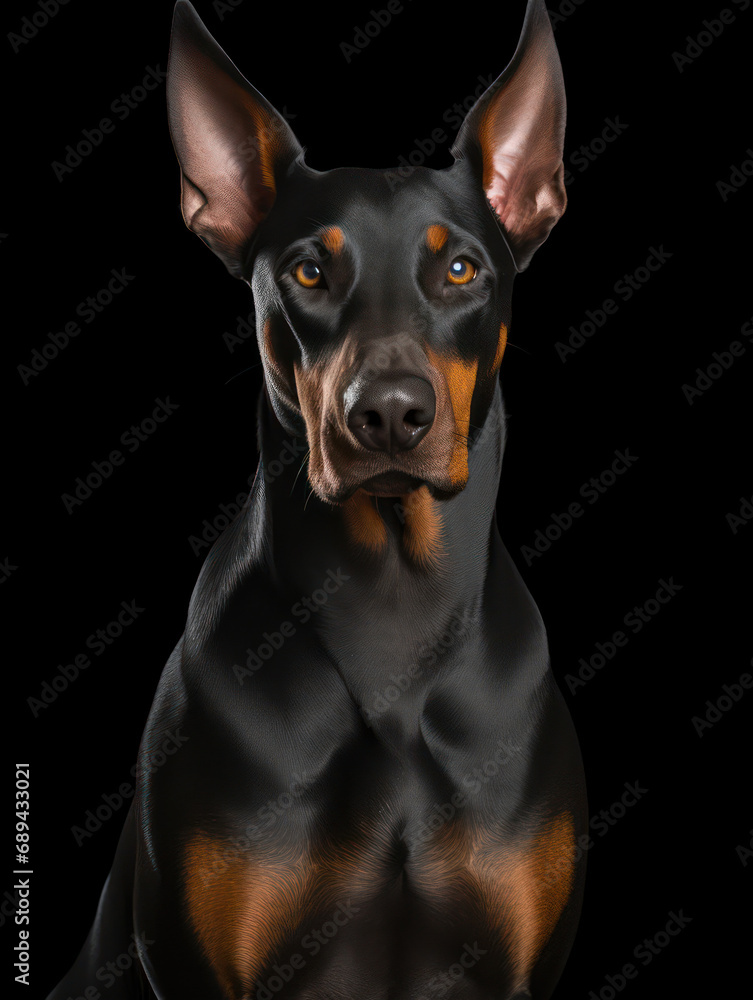 Dobermann Dog Studio Shot Isolated on Clear Background, Generative AI Dobermann Dog Studio Shot Isolated on Clear Background, Generative AI