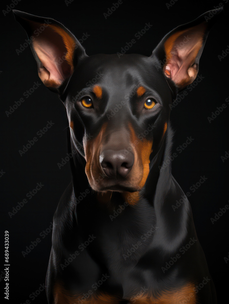 Dobermann Dog Studio Shot Isolated on Clear Background, Generative AI Dobermann Dog Studio Shot Isolated on Clear Background, Generative AI