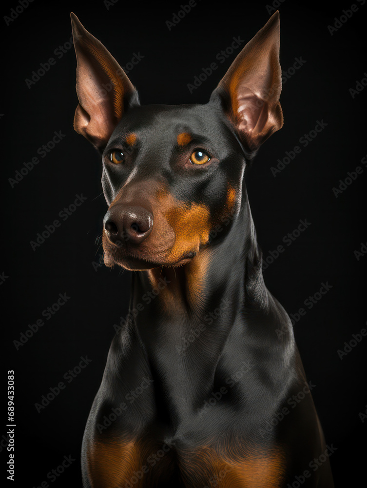 Dobermann Dog Studio Shot Isolated on Clear Background, Generative AI Dobermann Dog Studio Shot Isolated on Clear Background, Generative AI