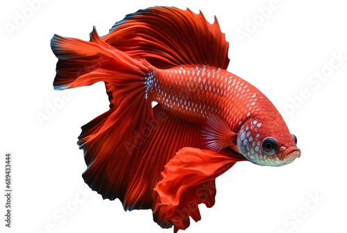 beautiful colorful red betta fish isolated transparent background. generative ai