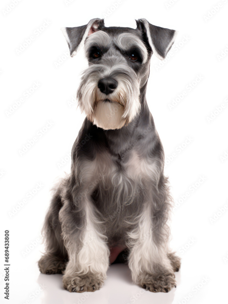 Miniature Schnauzer Dog Studio Shot Isolated on Clear Background, Generative AI