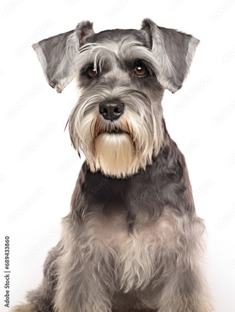 Miniature Schnauzer Dog Studio Shot Isolated on Clear Background, Generative AI