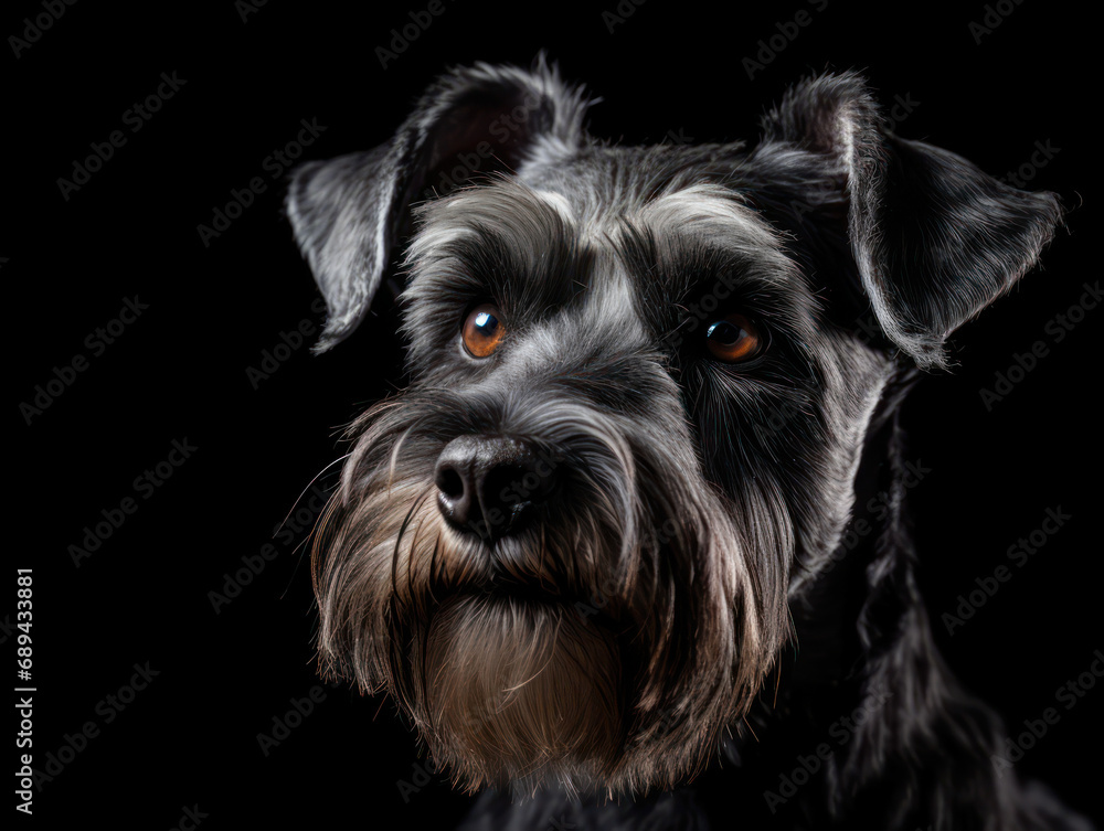 Miniature Schnauzer Dog Studio Shot Isolated on Clear Background, Generative AI