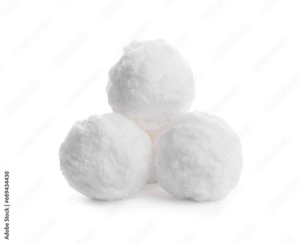 Balls of clean cotton wool isolated on white