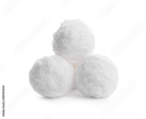 Balls of clean cotton wool isolated on white