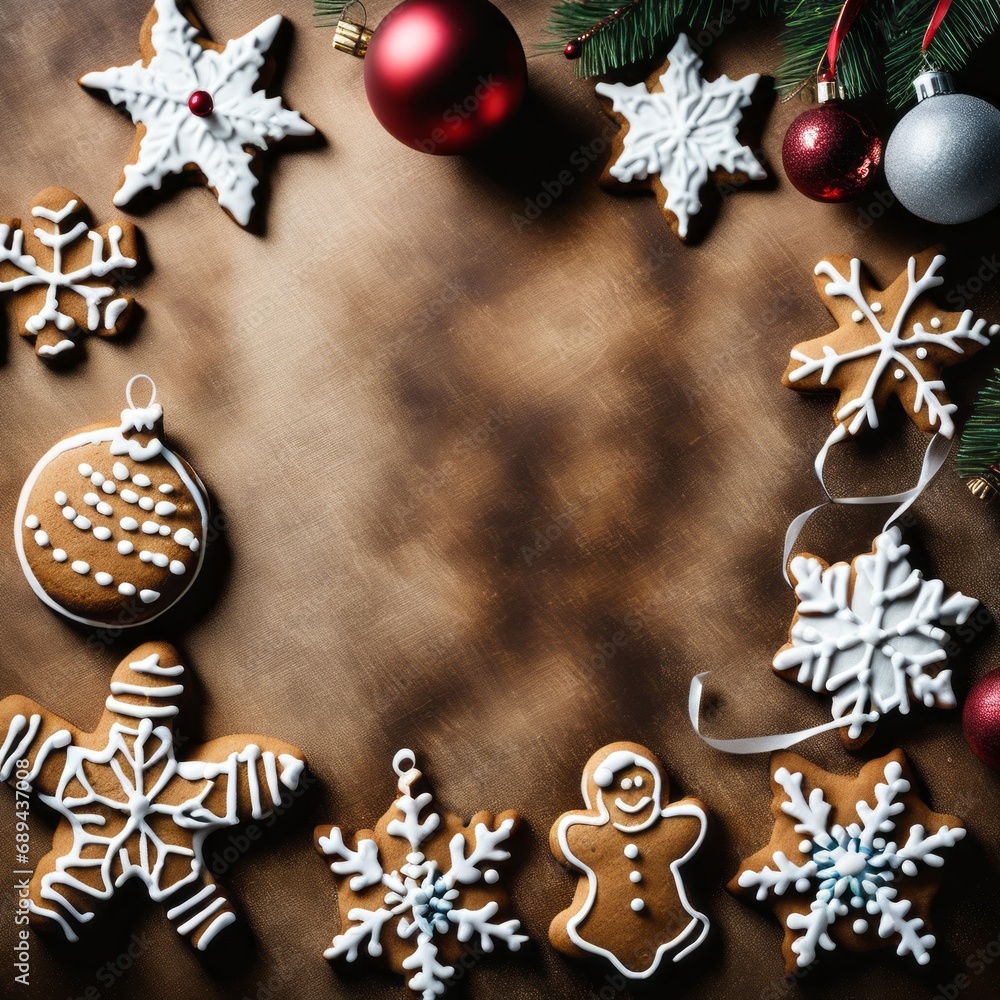 Homemade Gingerbread cookies with spices on a background. Homemade Gingerbread cookies with spices on a background.
