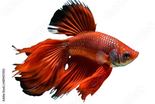 beautiful colorful red betta fish isolated transparent background. generative ai