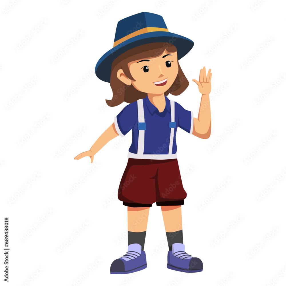 Cute Kids Traveler Character Illustration