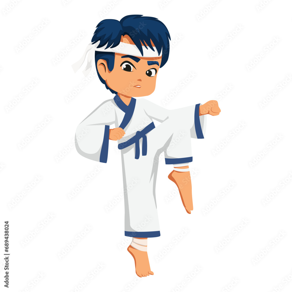 Cute Kids Fighter Character Illustration Cute Kids Fighter Character Illustration