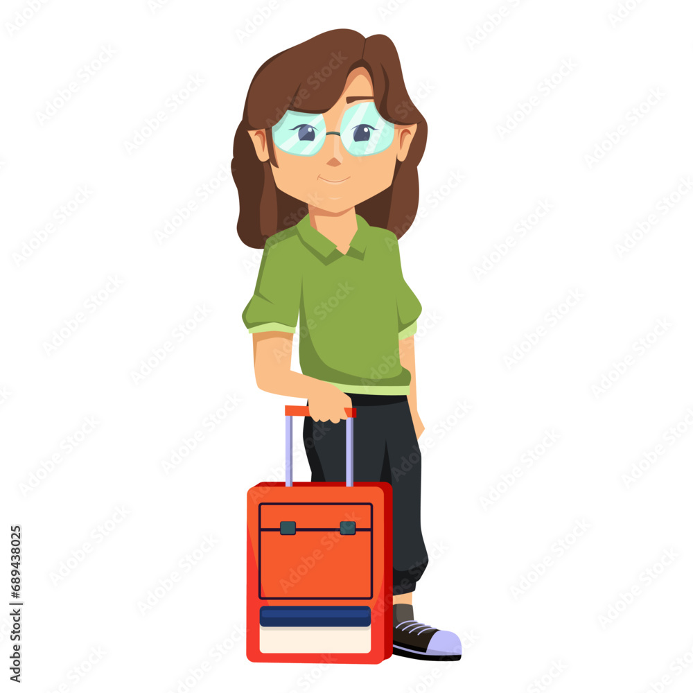 Cute Kids Traveler Character Illustration Cute Kids Traveler Character Illustration