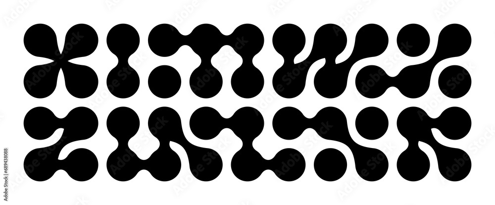 Metaball Connect Dot Set. Vector Circle Shapes. Abstract Geometric Dots. Morphing Blob Elements - obrazy, fototapety, plakaty 