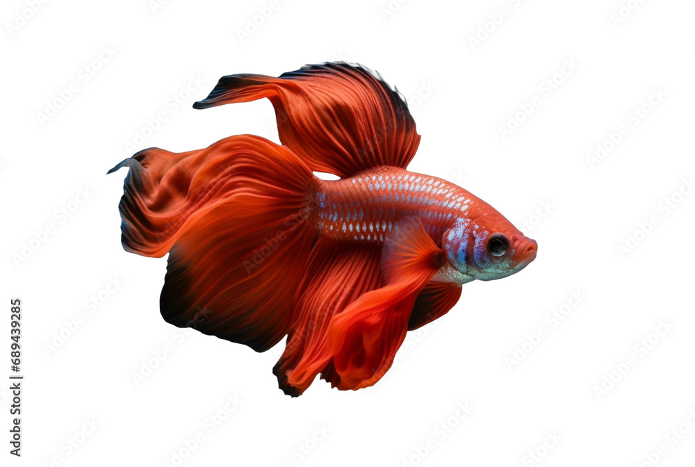 Fototapeta premium beautiful red betta fish isolated transparent background. generative ai