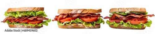 Collection of PNG. Bacon Lettuce and Tomato Sandwich isolated on a transparent background.