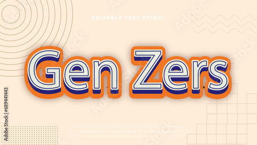 Beige orange and blue gen zers 3d editable text effect - font style photo