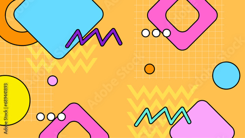 Colorful colourful vector vintage retro background with shapes Retro trendy groovy background design in 1970s Hippie style. Vector illustration