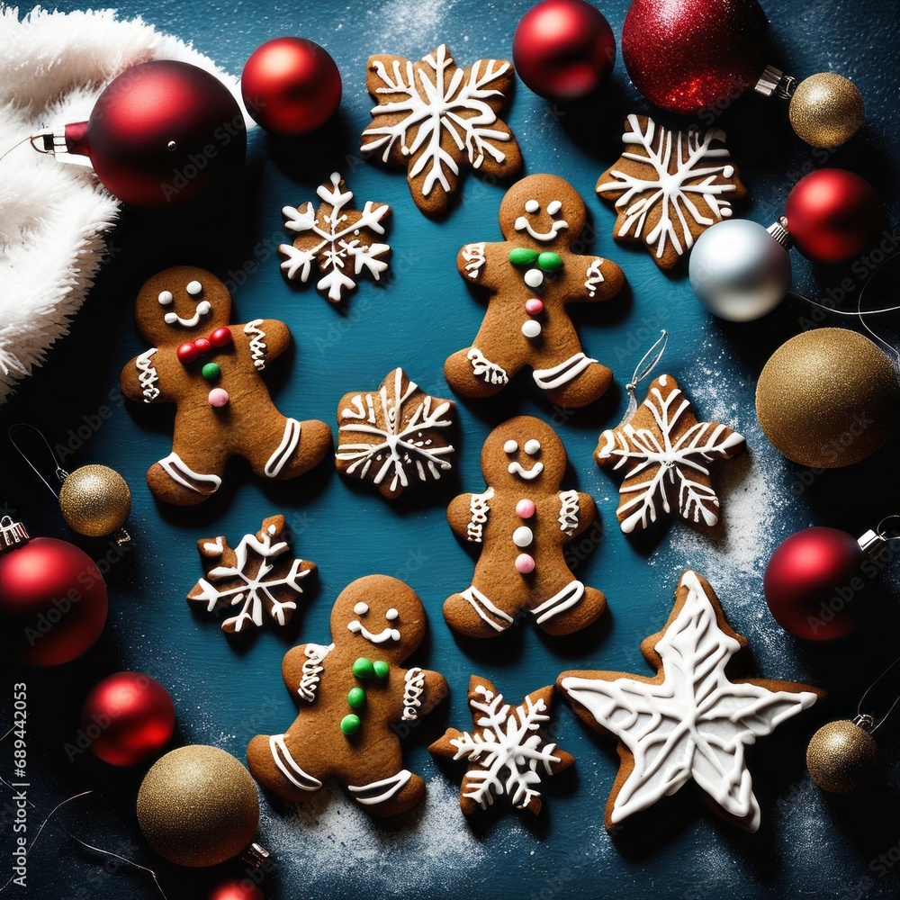 Homemade Gingerbread cookies with spices on a background. Homemade Gingerbread cookies with spices on a background.