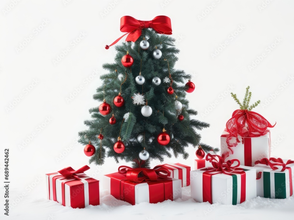 Christmas tree and gifts background 