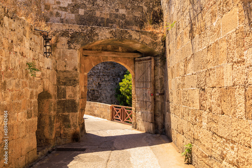 Arched vault of an ancient city. Background with selective focus and copy space