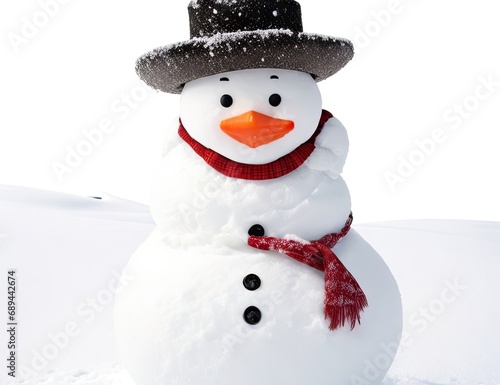 snowman with red hat and scarf