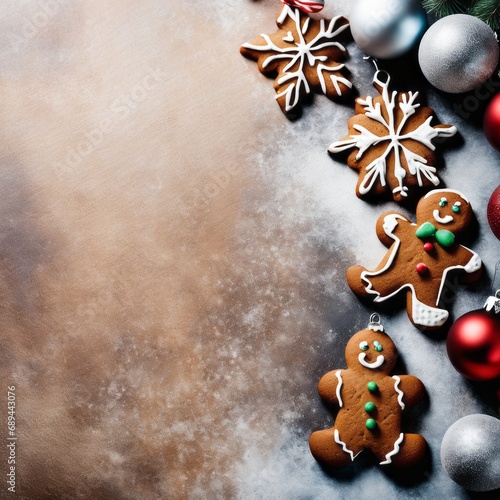 Homemade Gingerbread cookies with spices on a background.
