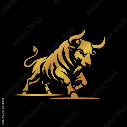 Gold bull isolated graphic design vector. Illustration vector logo.