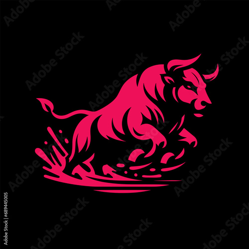 Red  angry bull  isolated graphic design vector. Illustration vector logo.