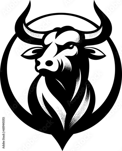 Black head bull mascot isolated graphic design vector. Illustration vector logo.