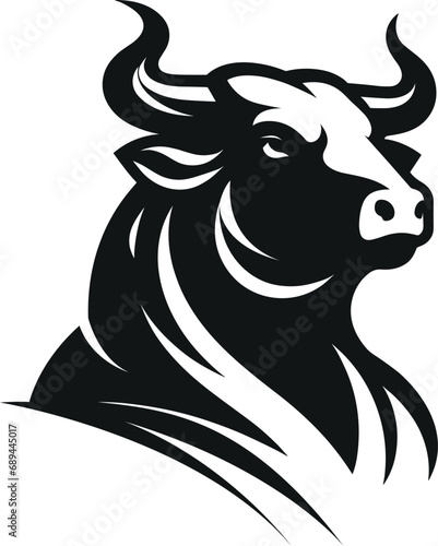 Black head bull mascot isolated graphic design vector. Illustration vector logo.