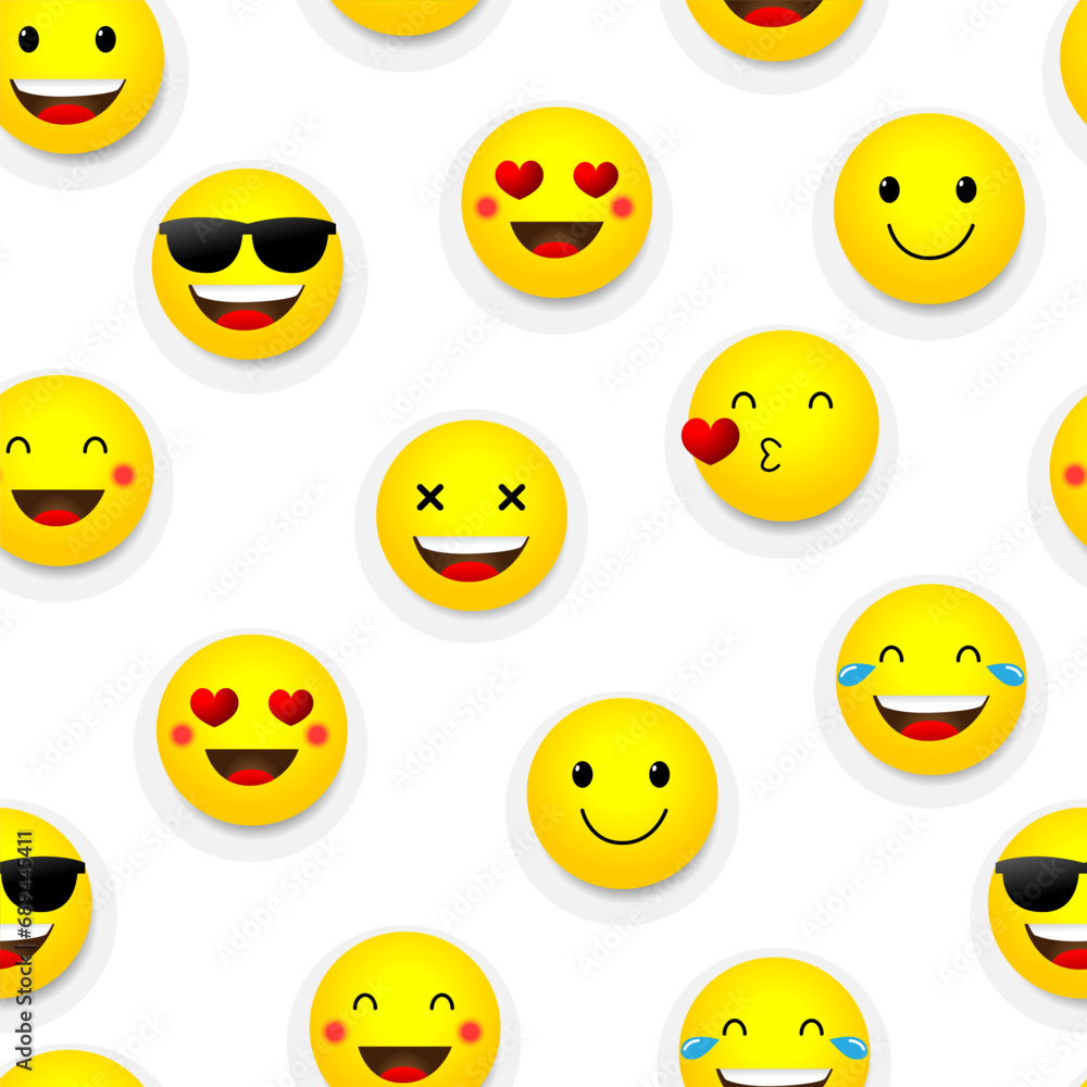 Seamless pattern with a smiling emoji, this seamless pattern is suitable for giftwrap designs, backgrounds, textiles, fabrics and others Seamless pattern with a smiling emoji, this seamless pattern is suitable for giftwrap designs, backgrounds, textiles, fabrics and others