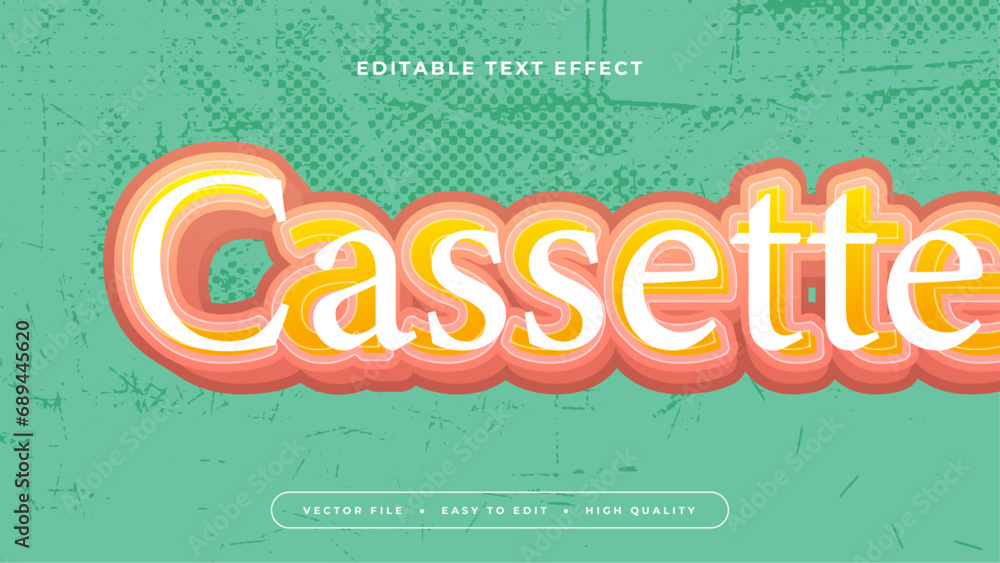 Obraz premium Green orange and white cassette 3d editable text effect - font style