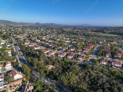 Aerial view of houses in Vista, Carlsbad in North County of San Diego, California. USA