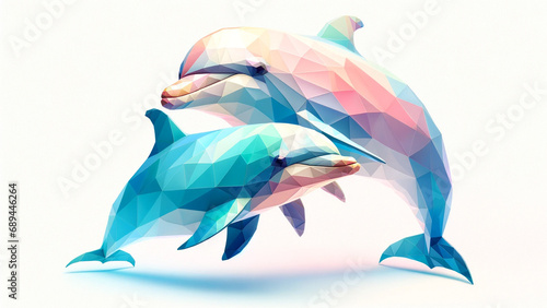 Colorful Polygonal Dolphin. Type D - Generated by AI