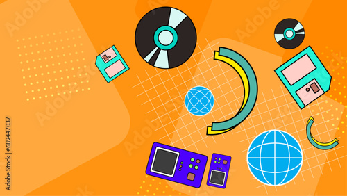 Colorful colourful vector retro nostalgic 90's background. Suit for retro, hippy, trippy, vintage, retro, business, institution, party, festive, old poster, and contemporarytalks.