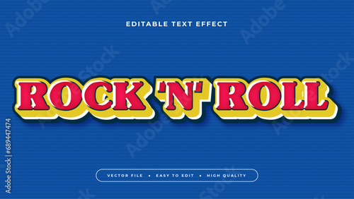 Blue red and yellow rock n roll 3d editable text effect - font style