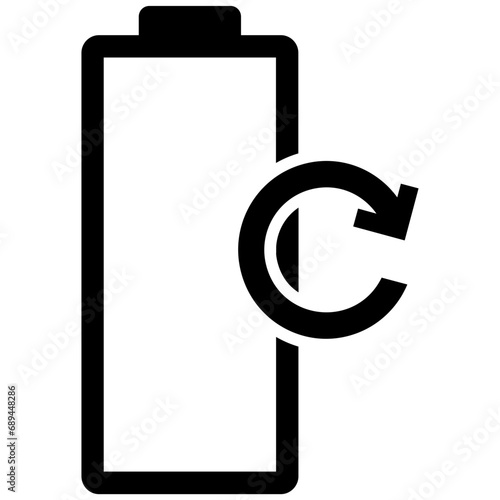 recycling empty battery symbol icon black and white glyph