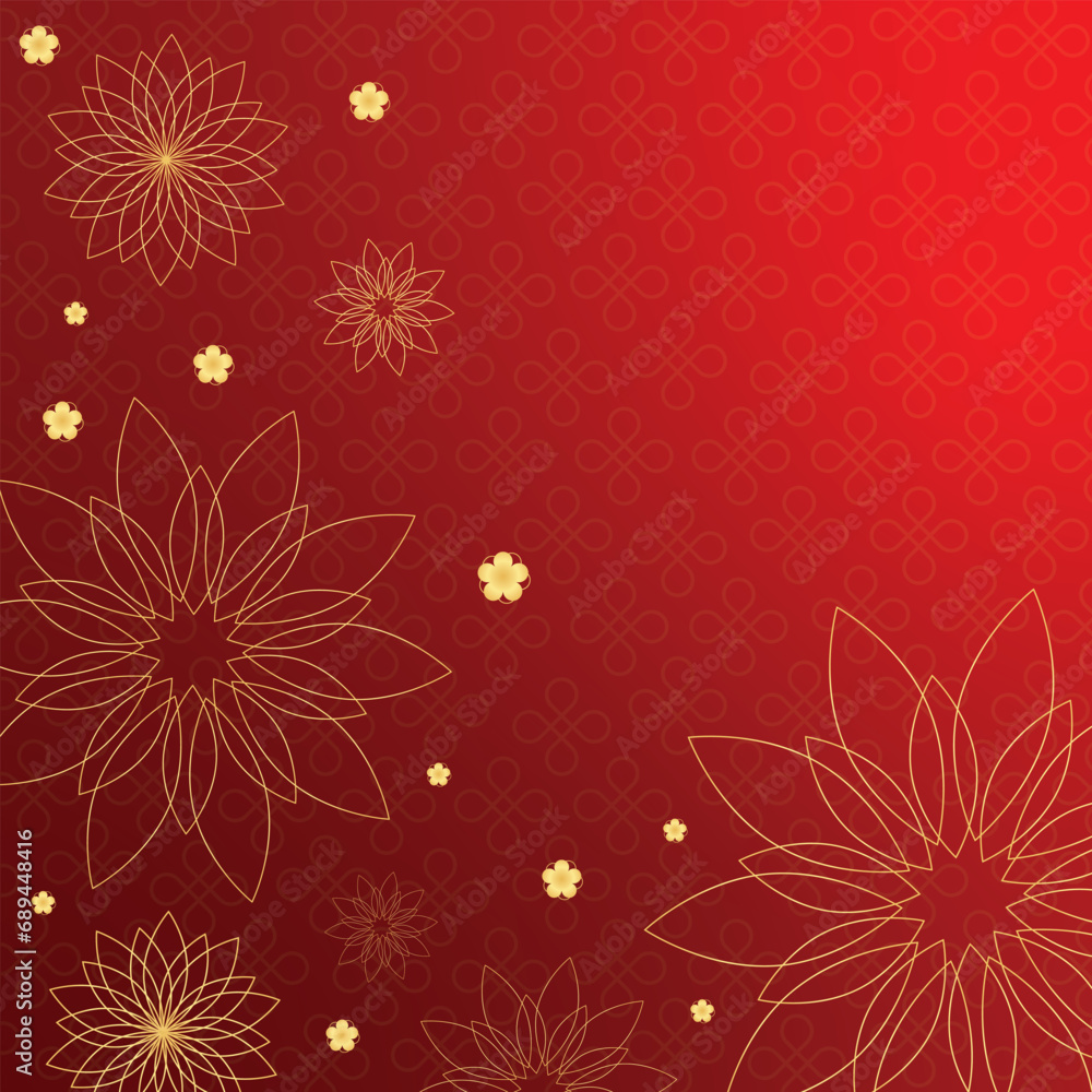 Flowers with golden stroke on elegant crimson background. Wedding invitation, wallpaper, background, printing, new year greeting card Flowers with golden stroke on elegant crimson background. Wedding invitation, wallpaper, background, printing, new year greeting card