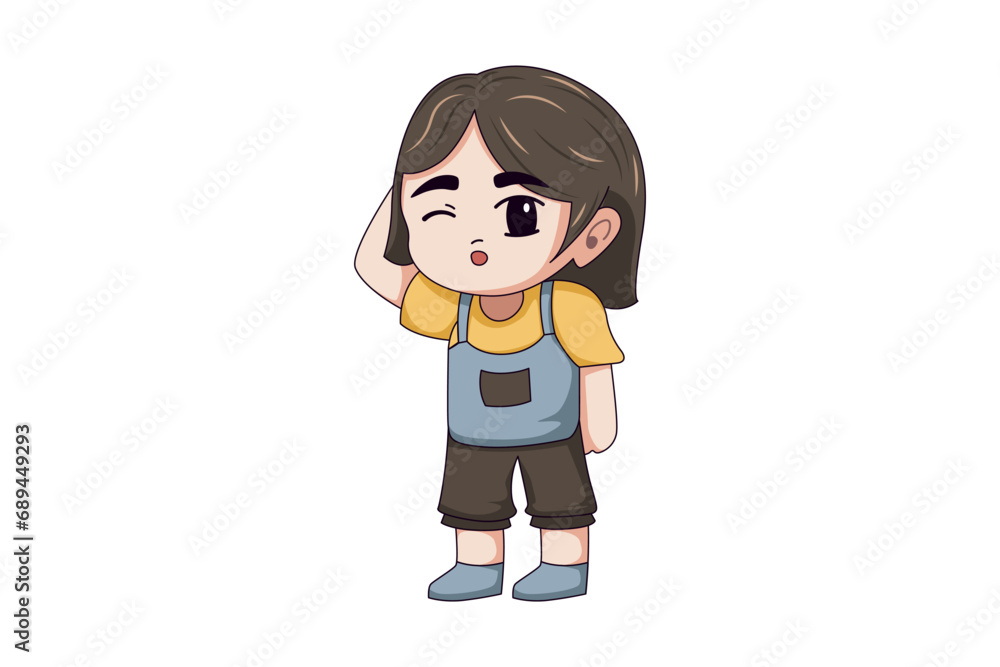 Cute Little Girl Character Illustration