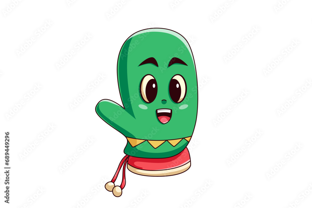 Cute Christmas Glove Character Illustration Cute Christmas Glove Character Illustration
