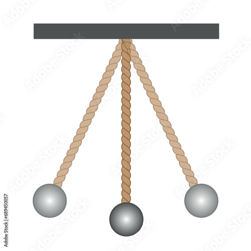 Simple pendulum diagram. Rigid support, point of suspension, angular displacement. Simple harmonic motion. Scientific resources for teachers and students. Vector illustration.