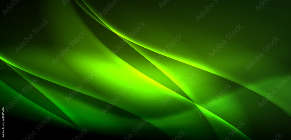 Dynamic waves in ethereal glow of neon lights. Concept merges fluidity of motion with vibrant allure of neon, crafting entrancing backdrop that embodies both vitality and futuristic sophistication Dynamic waves in ethereal glow of neon lights. Concept merges fluidity of motion with vibrant allure of neon, crafting entrancing backdrop that embodies both vitality and futuristic sophistication