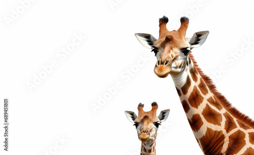 Portrait from Giraffe with Calf and copyspace