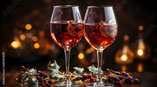 Two Glasses Heart Shape Red Wine, Background Image, Desktop Wallpaper Backgrounds, HD